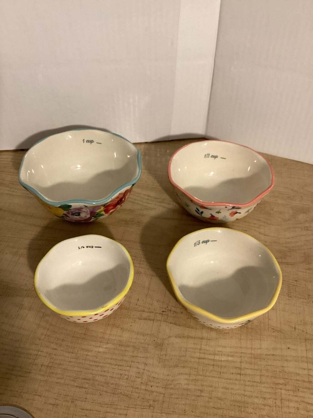The Pioneer Woman Vintage Floral Ceramic Prep Bowl and Measuring Bowl Set 4-Piec